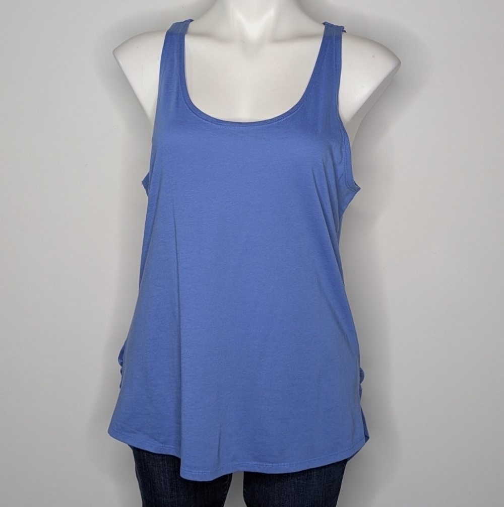 Fabletics Blue Open Split Back Athletic Tank Top L